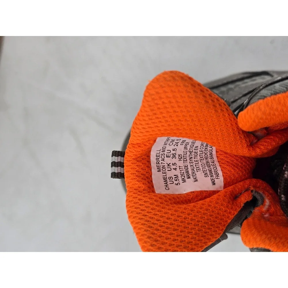 Merrell Chameleon 7 ACS Mid Hiking Boots Kids 5.5 Grey Orange MK262177 - New